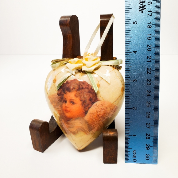 Vintage Victorian Christmas Querubin Ornament Angel Cherub Paper Mache Decoupage - Picture 7 of 12